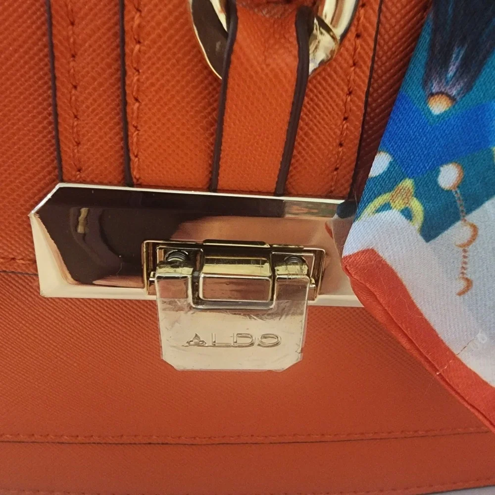 ALDO Anniebrook Crossbody Orange Faux Leather Satchel